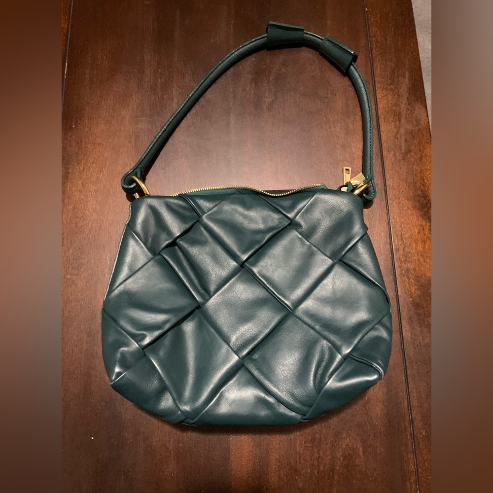 Woven-Style Shoulder Bag in Teal - Women's Everyday Handbag